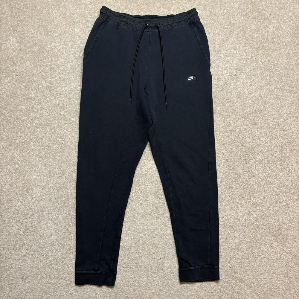 Nike Jogger Sweatpants Mens Medium Black French Terry Pants Zip Pocket Athletic